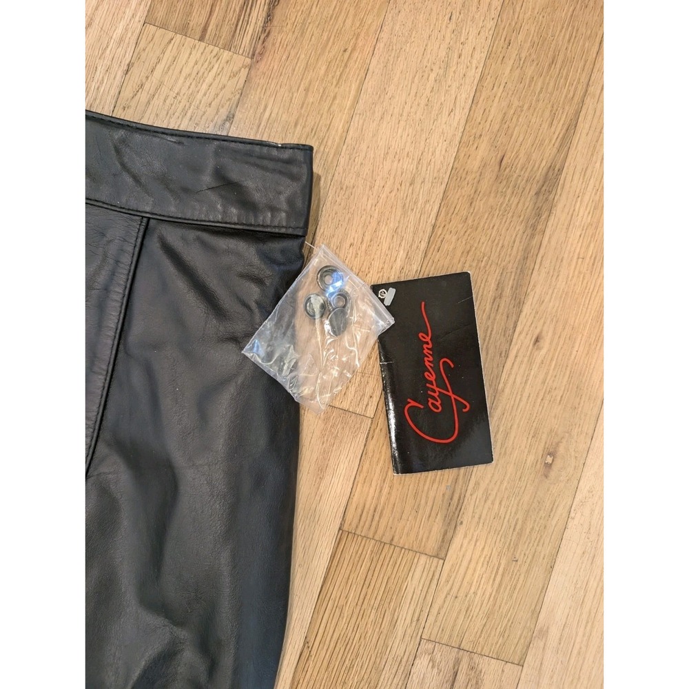 Vintage Cayenne Genuine Black Leather Long Skirt Size 7 / 8 Medium - Picture 6 of 13